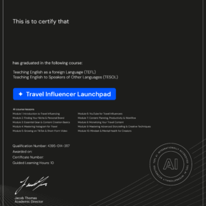 Travel Influencer TEFL Certification