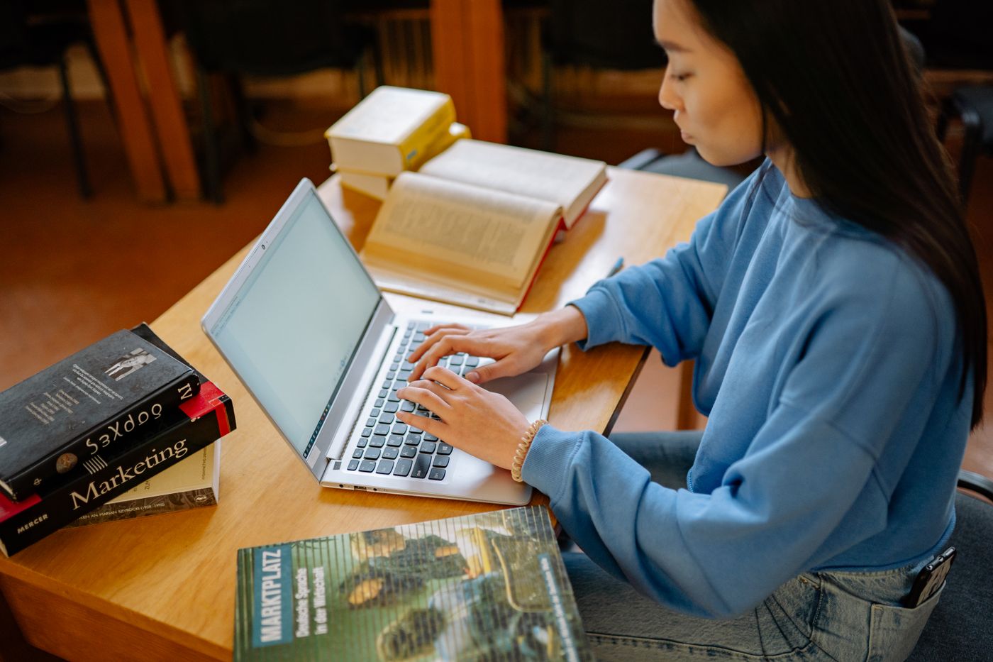 Student taking a free online English level test on a laptop as part of a CEFR placement check