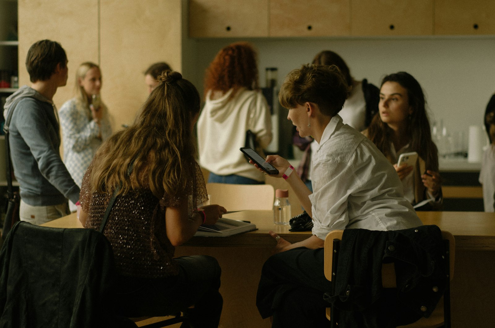 Two students practicing a speaking exercise together as part of an AI speaking partner routine