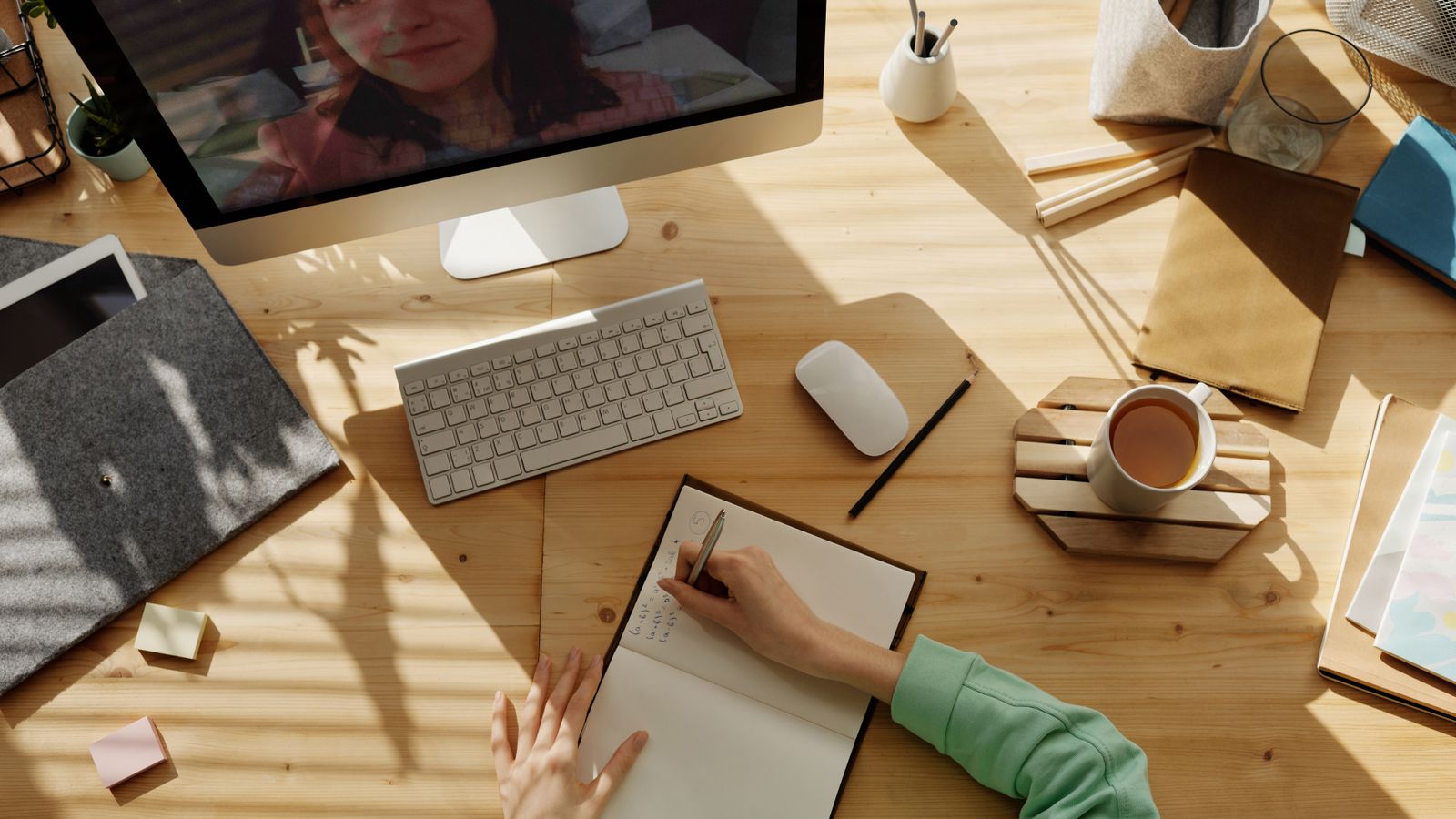 Laptop screen showing a video interview practice session for ai tefl interview preparation