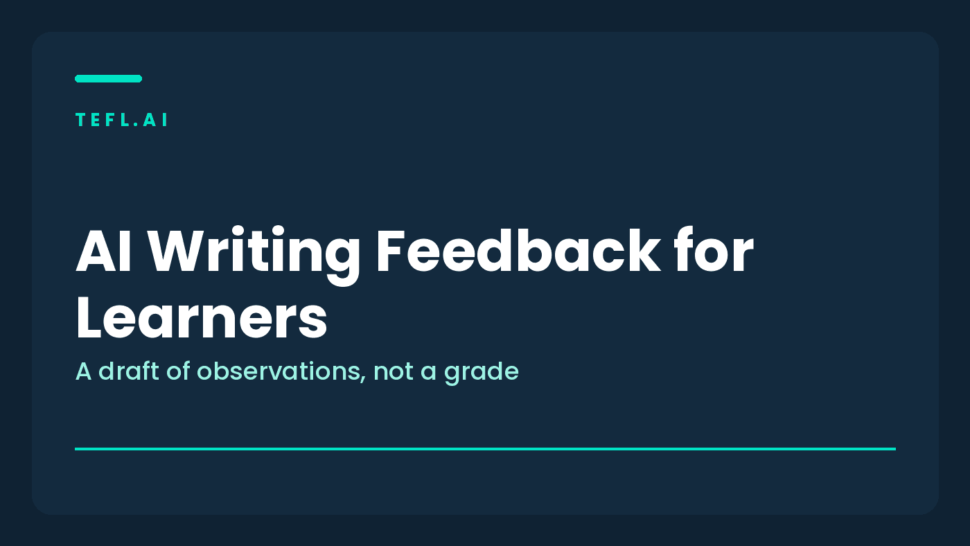 AI writing feedback for English learners reviewed by a teacher on a laptop