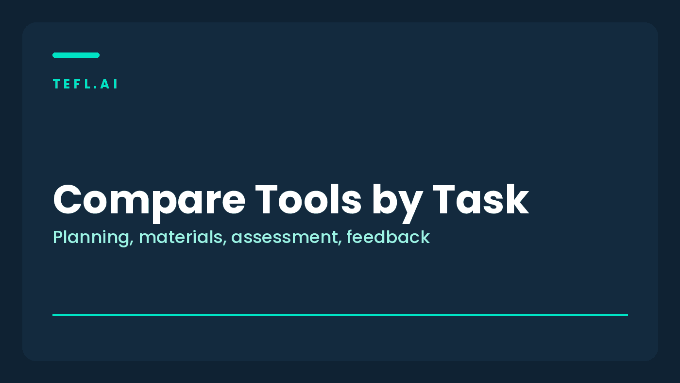 Card showing how to compare the best AI for teachers by planning, materials and assessment tasks